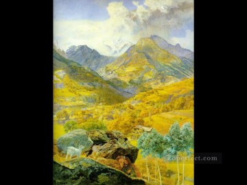 ジョン・ブレット Painting - ヴァル・ダオスタ 1858 年の風景 ブレット・ジョン